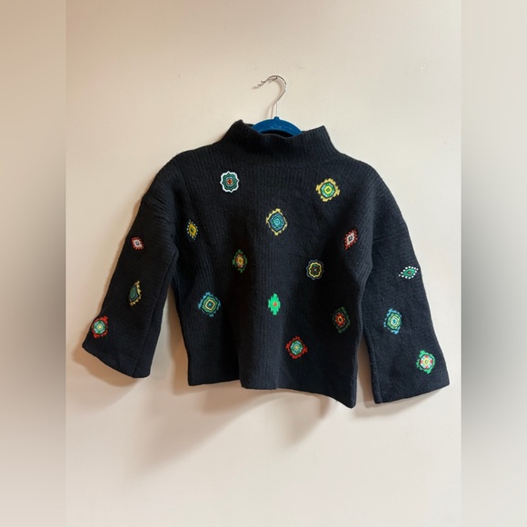 Kenzo Sweaters - Kenzo x H&M Black Wool Embroidered & Rubberized Patch Knit High Neck Sweater Top